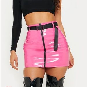Pretty little thing pink vinyl skirt!!!